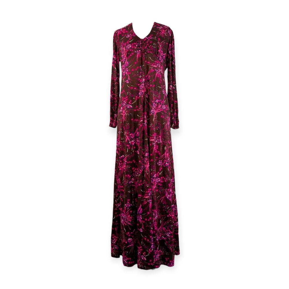 60s 70s Floral Maxi Dress ~ empire waist